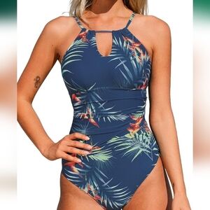 CUPSHE Women's One Piece Swimsuit High Neck Tummy Control Swimwear Bathing Suit